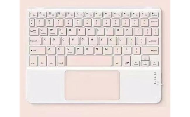 Wireless Bluetooth Keyboard, Ultra Slim Rechargeable Portable Cordless Keyboard with Touchpad 10 Inch Wireless Keyboard for iOS, Android, Windows, iPad, iPhone, Samsung (Pink)